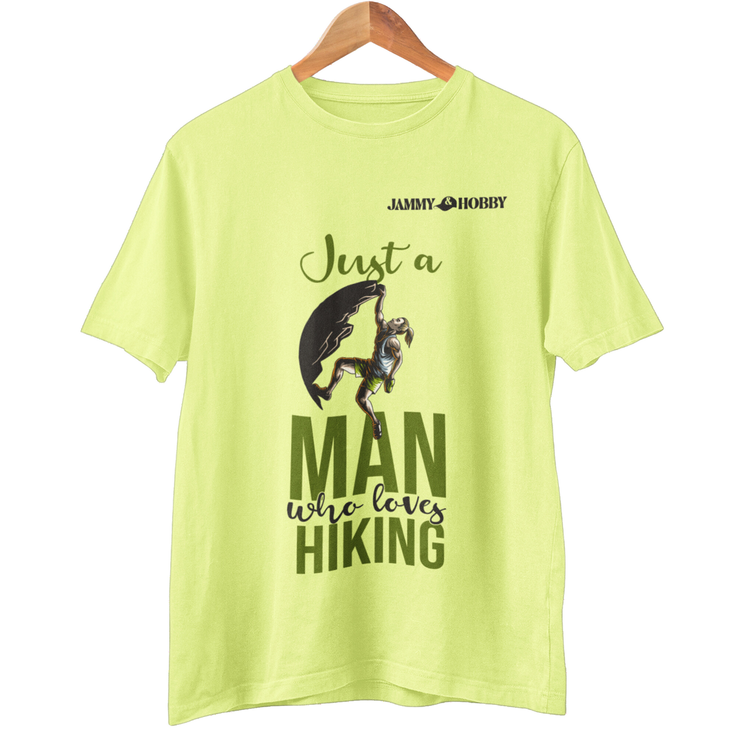 Hiking Adventure Men's Round Neck T-Shirt (Lemon Yellow)