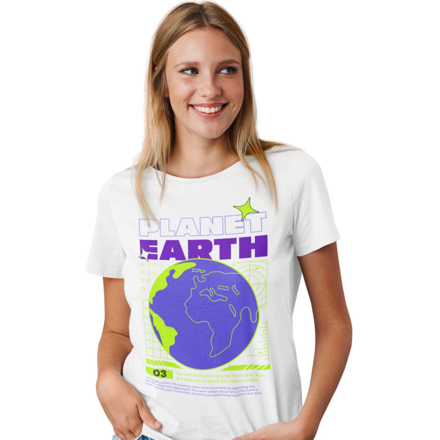 Jammy & Hobby's Space Science Women's Round Neck T-Shirt (White)