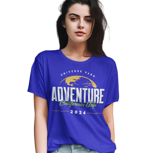 Jammy & Hobby's California Adventure Women's Round Neck T-Shirt (Royal Blue)