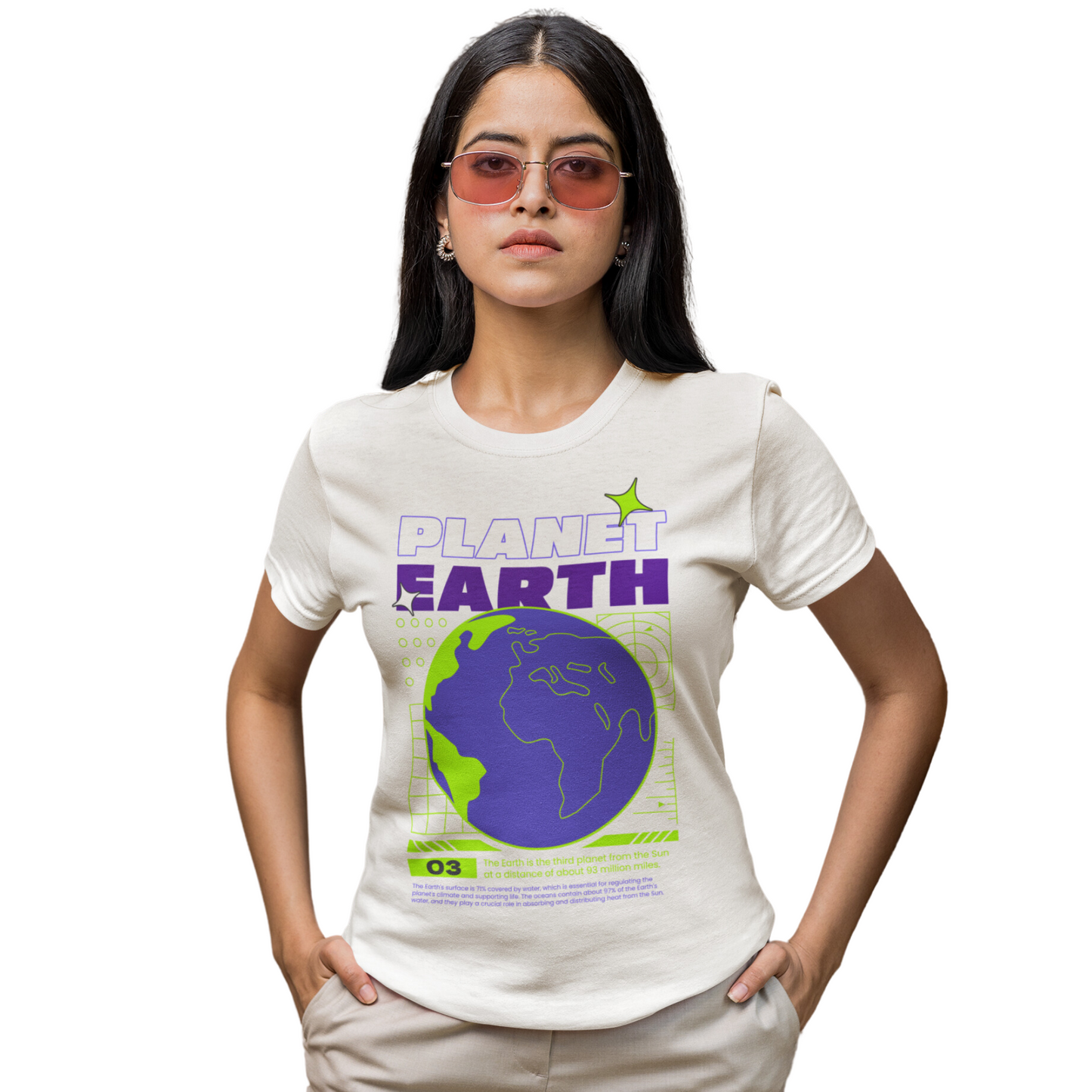 Jammy & Hobby's Space Science Women's Round Neck T-Shirt (White)