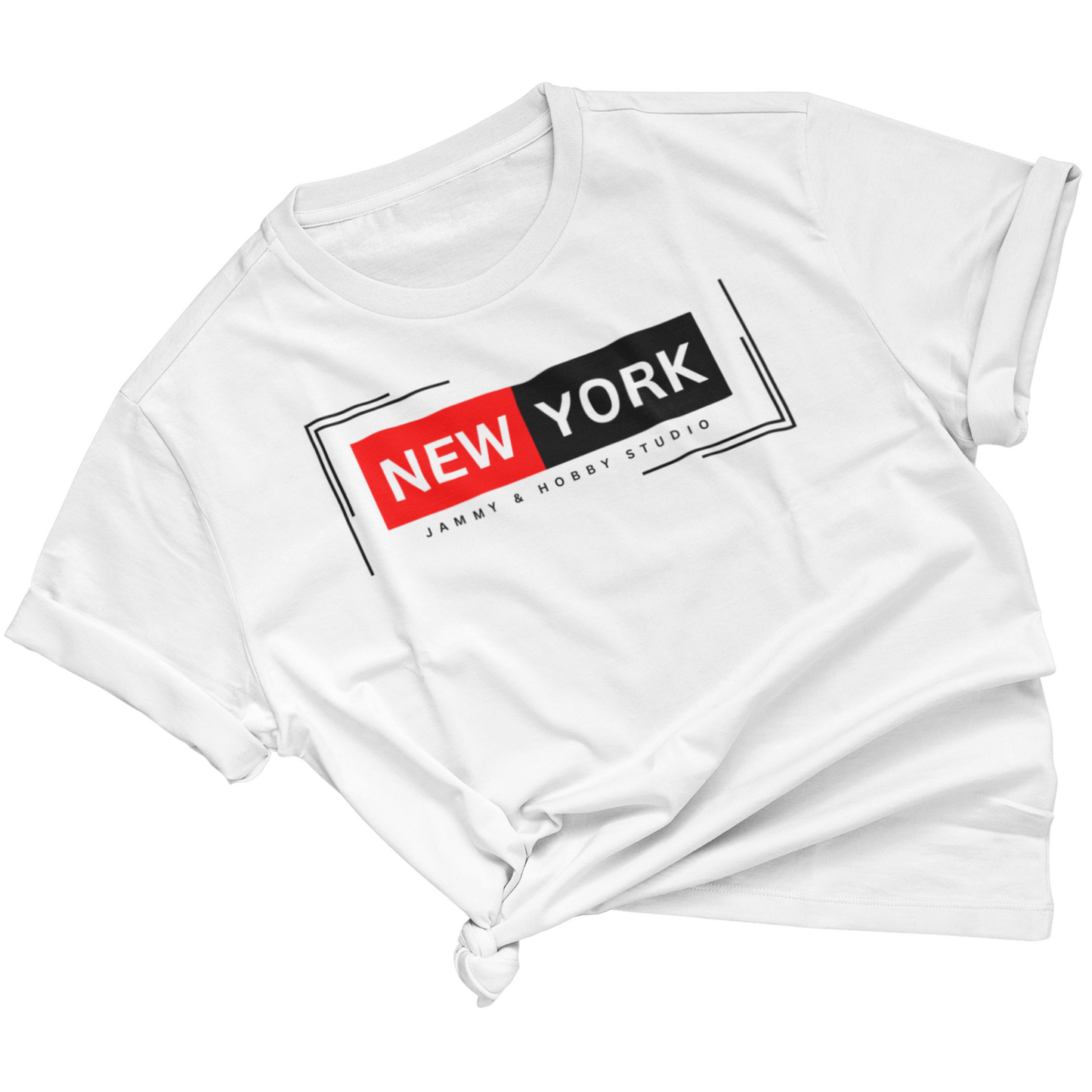 New York Style Men's Round Neck T-Shirt (White)