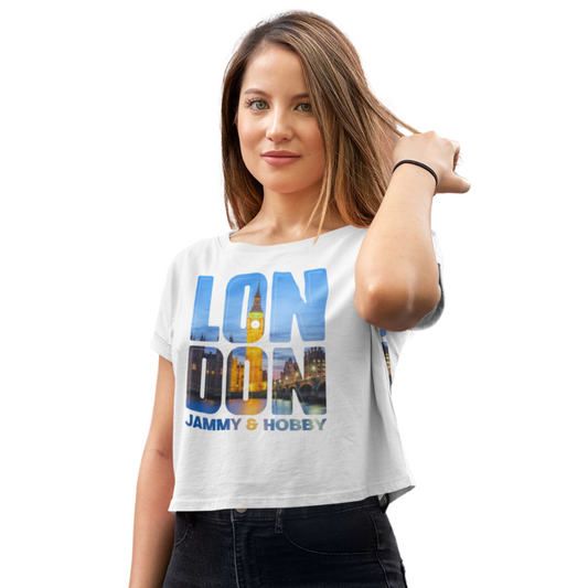 London Style Women's Crop Top T-Shirt (White)