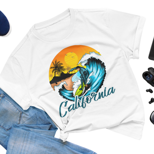 California Beach Men's Round Neck T-Shirt (White)